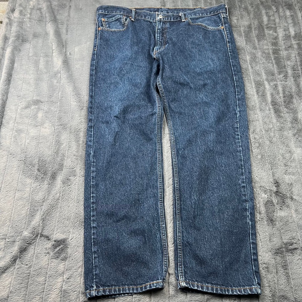 Levis 505 Regular Fit Dark Wash Blue Denim Jeans Mens 40x30 12415